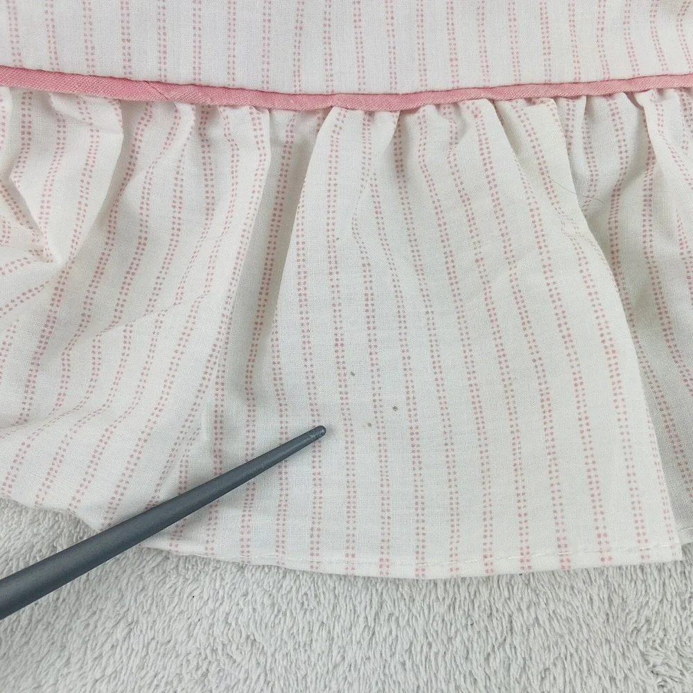 Laura Ashley Pink Stripe Ticking Pink Cotton Poly Full Size Flat Ruffle Sheet